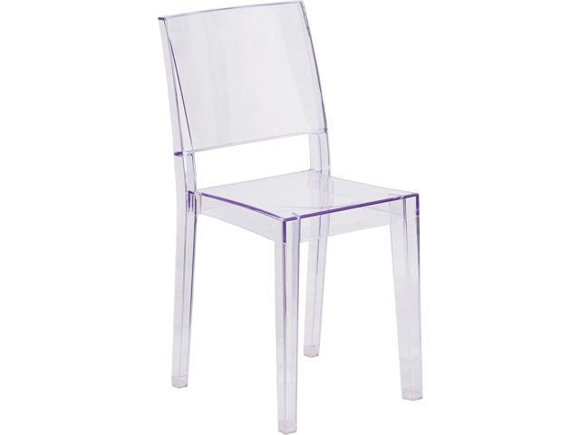Flash Furniture Phantom Series Transparent Indoor-Outdoor Stacking Side Chair with Floor Protector Rubber Glides