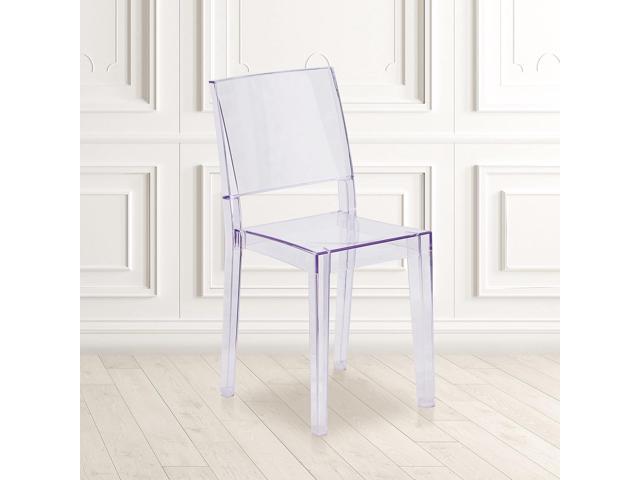 Flash Furniture Phantom Series Transparent Indoor-Outdoor Stacking Side Chair with Floor Protector Rubber Glides