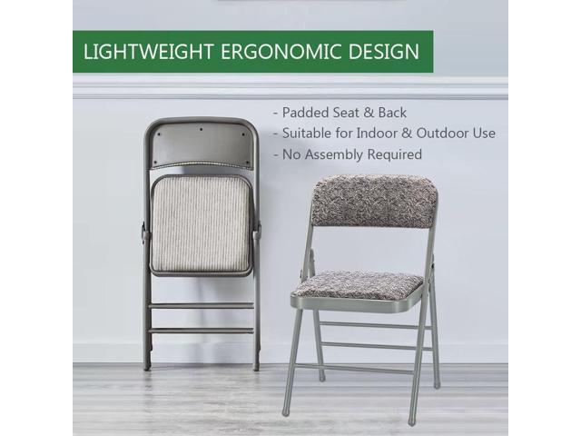 Amazing for less Pack of 2 (Fabric/Vinyl) Steel Frame Metal Foam Padded Folding Chairs (Black, Gray, White) (2-Pack - Fabric White)