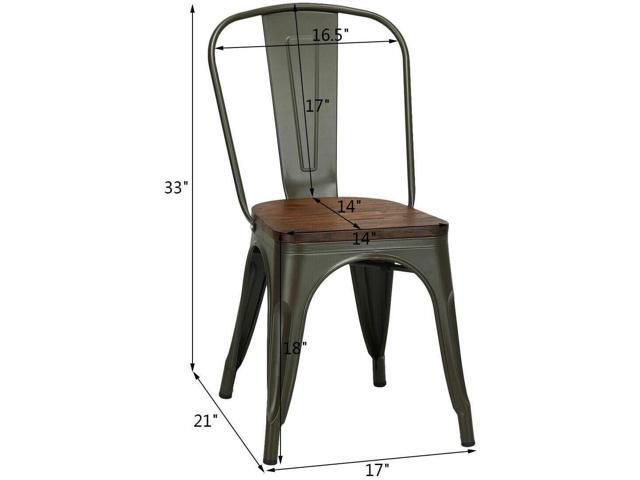 COSTWAY 18 Inch Dining Chair Set of 4, Industrial Vintage Stackable Metal Chairs, Counter Bar Chairs with High Backrest, Wood Seat, for Home,...