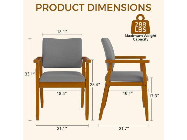 thksbought Mid Century Modern Walnut Dining Chairs Wood Arm Grey Fabric Kitchen Cafe Living Room Decor Furniture