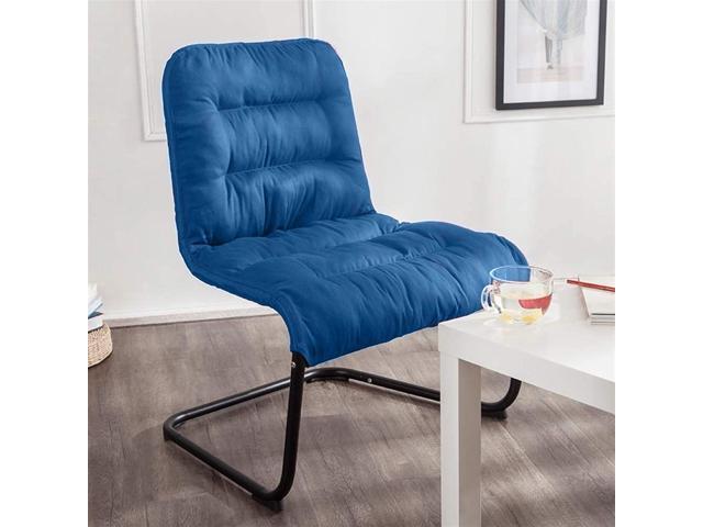 Upholstered Durable Metal Modern Chair with Soft Cushion, Blue - Ideal for Bedrooms, Living Rooms, Dorms, Indoor Spaces, Accent and Lounging