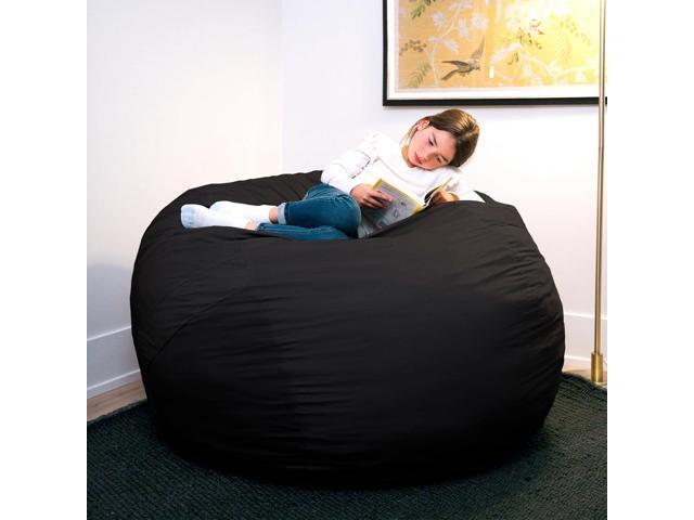 Big Joe Fuf 5Ft Oversized Foam Bean Bag Chair with Removable Cover for Kids, Teens, Adults, Onyx Lenox, Durable Woven Polyester, 5 foot Large...