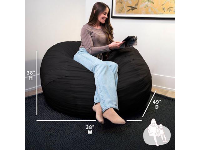 Big Joe Fuf 5Ft Oversized Foam Bean Bag Chair with Removable Cover for Kids, Teens, Adults, Onyx Lenox, Durable Woven Polyester, 5 foot Large...