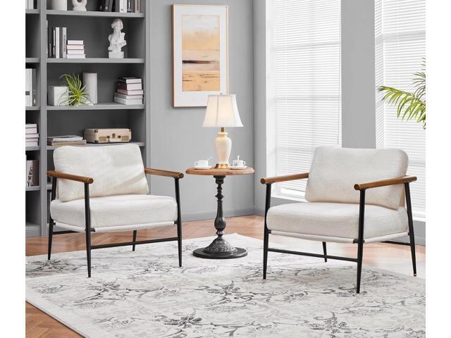Yaheetech Accent Chair, Modern Vanity Chair, Boucle Fabric Lounge Chair with Metal Frame, Plush Back Pillow and Seat Cushion Pocket Coil Seat for...