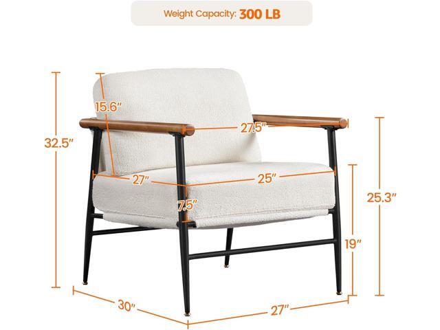 Yaheetech Accent Chair, Modern Vanity Chair, Boucle Fabric Lounge Chair with Metal Frame, Plush Back Pillow and Seat Cushion Pocket Coil Seat for...