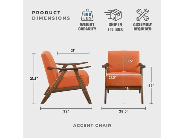 Lexicon Mid Century Modern Accent Chair with Solid Wood Frame in Walnut Finish, Upholstered Living Room Lounge Arm Chair, Thick and Comfy...
