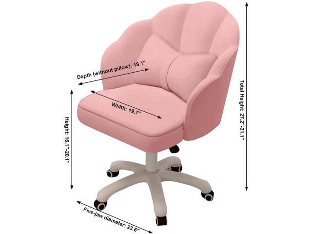 Vanity Chair with Wheels Velvet Petal Desk Chair Upholstered Tufted Home Office Chair for Women Girls, Height Adjustable Makeup Task Chair for...