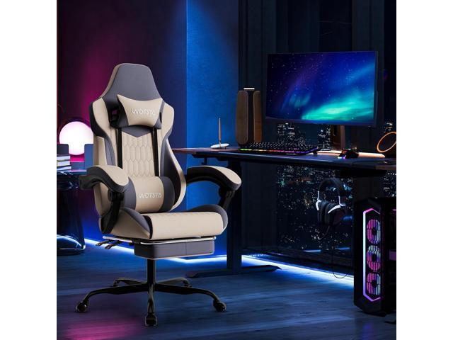 Gaming Chair with Footrest, High Back Gaming Chairs PVC Leather Ergonomic Gamer Chair with Adjustable Headrest Lumbar Support Racing Style Video...