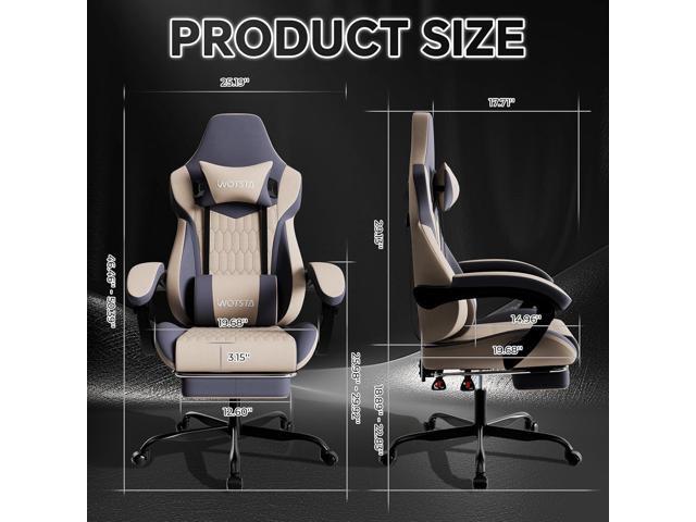 Gaming Chair with Footrest, High Back Gaming Chairs PVC Leather Ergonomic Gamer Chair with Adjustable Headrest Lumbar Support Racing Style Video...