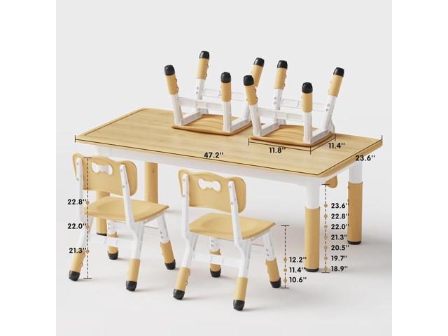 Brelley Kids Table and 4 Chairs Set, Height Adjustable Toddler Table and Chair Set, Graffiti Desktop, Non-Slip Legs, Max 300lbs, Children...