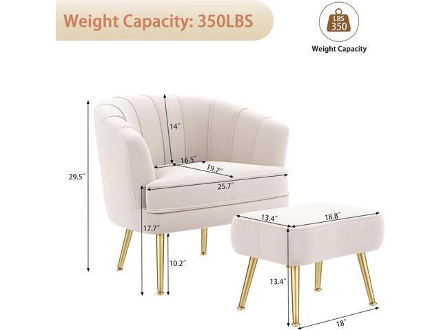 Andeworld Velvet Accent Chair with Ottoman, Upholstered Modern Single Sofa Side Chair,Comfy Barrel Club Living Room Armchair with Golden Metal Legs...