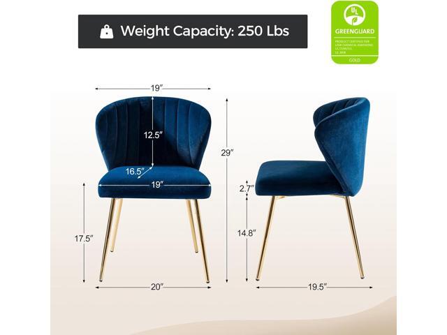 HULALA HOME Velvet Dining Chairs, Modern Small Armless Accent Chair with Gold Metal Legs, Living Room Upholstered Cute Side Chair, Elegant Tufted...
