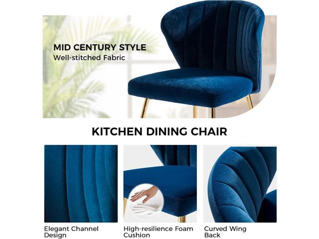 HULALA HOME Velvet Dining Chairs, Modern Small Armless Accent Chair with Gold Metal Legs, Living Room Upholstered Cute Side Chair, Elegant Tufted...