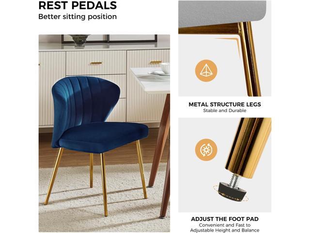 HULALA HOME Velvet Dining Chairs, Modern Small Armless Accent Chair with Gold Metal Legs, Living Room Upholstered Cute Side Chair, Elegant Tufted...