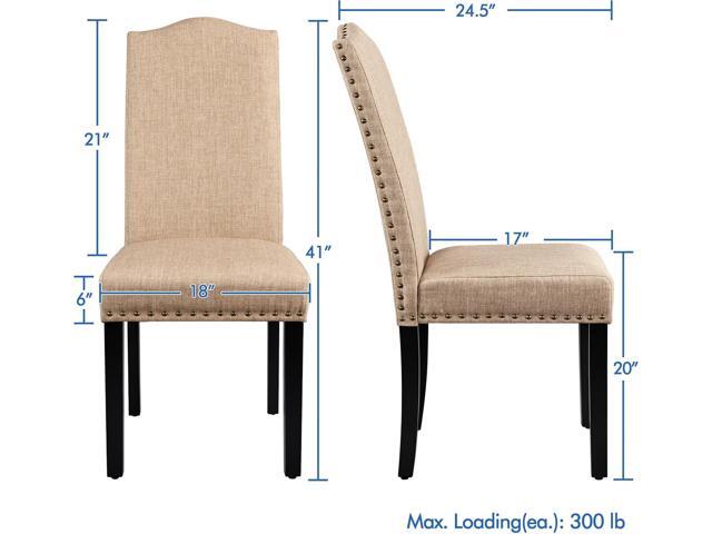Yaheetech Dining Chairs Upholstered Parsons Chairs with Rubber Wood Legs and Nailhead Trim, Fabric Side Chairs for Dining Room, Kitchen and Living...
