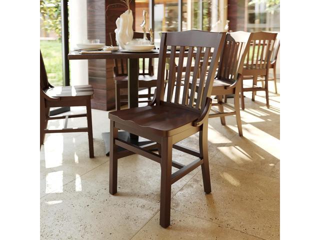 Flash Furniture Hercules Series School House Back Mahogany Wood Dining Chair, Traditional Elegant Wood Restaurant Chair, Walnut Wood