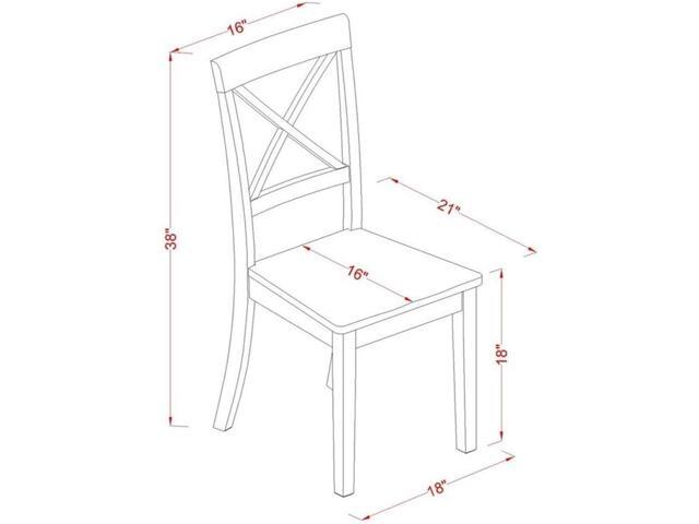East West Furniture BOC-BLK-W Boston Dining Room Chairs - Cross Back Solid Wood Seat Chairs, Set of 2, Black