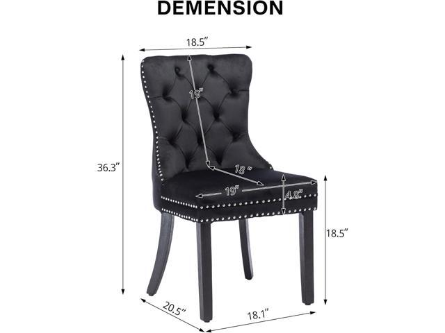 KCC Velvet Dining Chairs Set of 2, Upholstered High-end Tufted Dining Room Chair with Nailhead Back Ring Pull Trim Solid Wood Legs, Nikki...