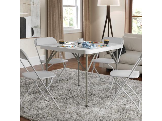 Flash Furniture Elon 2.85' Square All-Occasion Plastic Folding Event Table with Locking Legs, Folding Banquet Table for Indoor/Outdoor Events, White