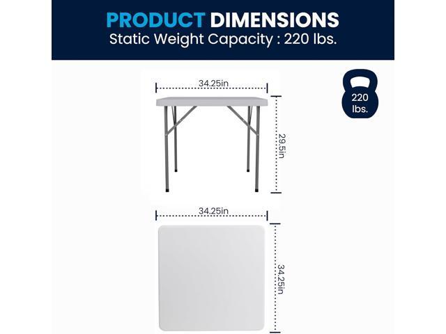 Flash Furniture Elon 2.85' Square All-Occasion Plastic Folding Event Table with Locking Legs, Folding Banquet Table for Indoor/Outdoor Events, White