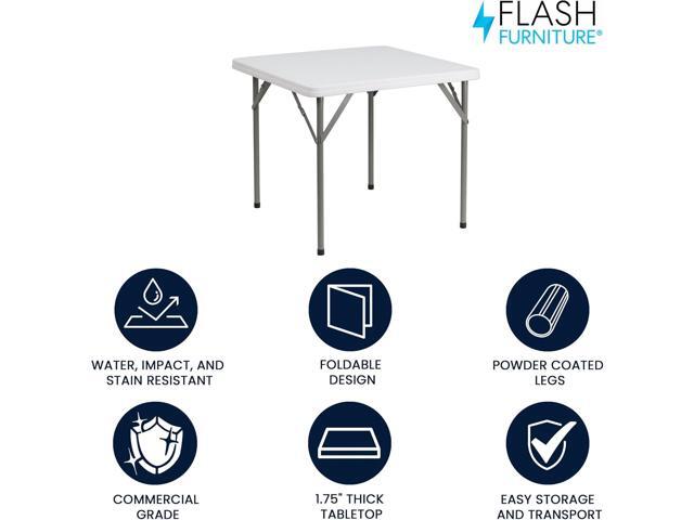 Flash Furniture Elon 2.85' Square All-Occasion Plastic Folding Event Table with Locking Legs, Folding Banquet Table for Indoor/Outdoor Events, White