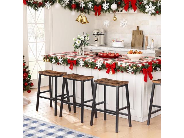 HOOBRO Bar Stools, Set of 2 Bar Chairs, 23.6 Inch Saddle Stools, Kitchen Counter Seat with Footrests, Industrial Barstools for Dining Room,...