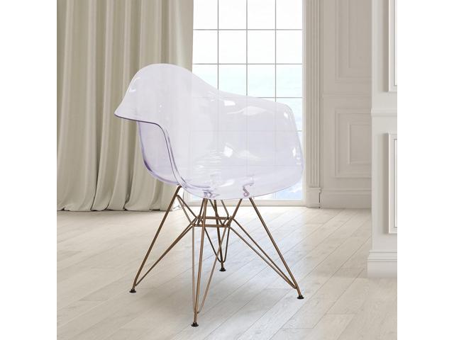 Flash Furniture Allure Series Transparent Side Chair with Gold Base