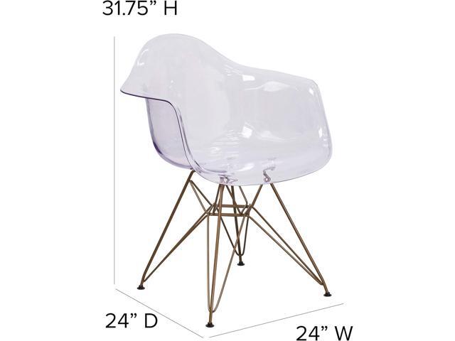 Flash Furniture Allure Series Transparent Side Chair with Gold Base