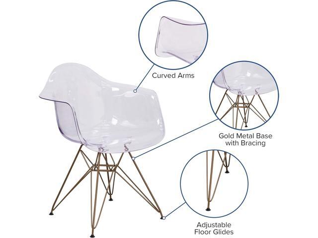 Flash Furniture Allure Series Transparent Side Chair with Gold Base