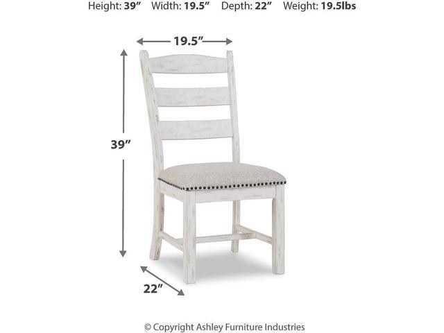 Signature Design by Ashley Valebeck Vintage Farmhouse Cushioned Dining Chair, 2 Count, Whitewash