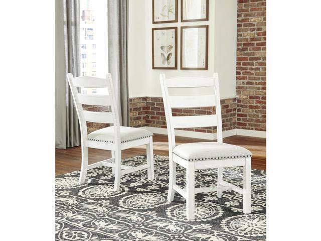 Signature Design by Ashley Valebeck Vintage Farmhouse Cushioned Dining Chair, 2 Count, Whitewash