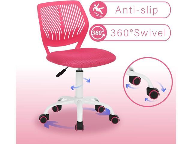 FurnitureR Teens Girls Task Chair 360 Swivel, Low Mid PP Mesh Back Fabric Seat, Height Adjustable, Rolling Castor, W15.7inces x D15.2inces x...