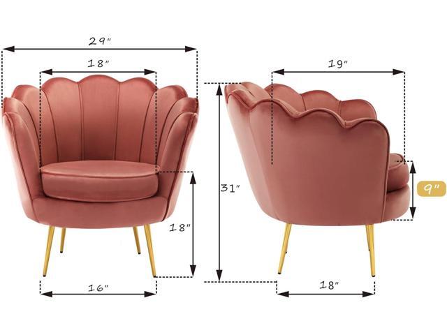 DAGONHIL Mid Century Modern Upholstered Accent Chair,Petal Vanity Chair,Retro Leisure Velvet Single Sofa with Golden Metal Legs for Living...