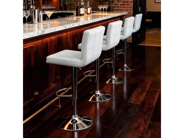 ZENY X-Large Bar Stools - Counter Chairs Adjustable Counter Height Swivel Barstools Set of 4, Square PU Leather Kitchen Counter Height Bar Stools,...