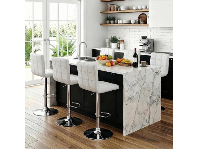 ZENY X-Large Bar Stools - Counter Chairs Adjustable Counter Height Swivel Barstools Set of 4, Square PU Leather Kitchen Counter Height Bar Stools,...