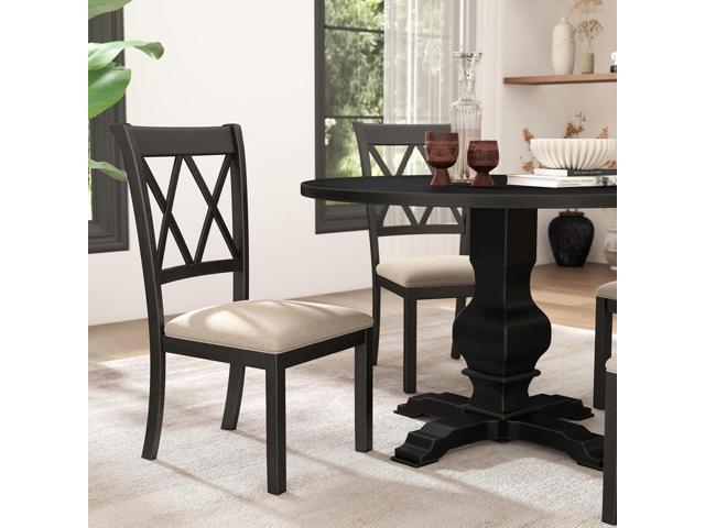 Roundhill Furniture Windvale Fabric Upholstered Dining Chair, Set of 2, Black