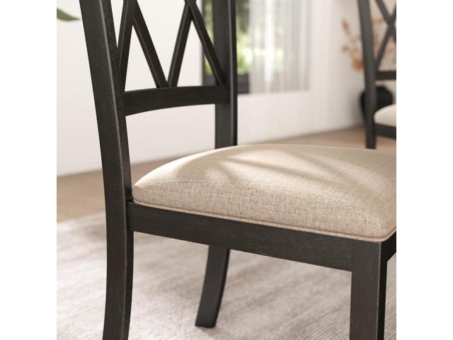 Roundhill Furniture Windvale Fabric Upholstered Dining Chair, Set of 2, Black