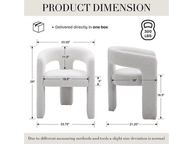 Modern Sherpa Barrel Dining Chair Upholstered Faux Fur Dining Room Chair with arm Comfy Accent Side Chair for Kitchen/Living Room/Reception, White