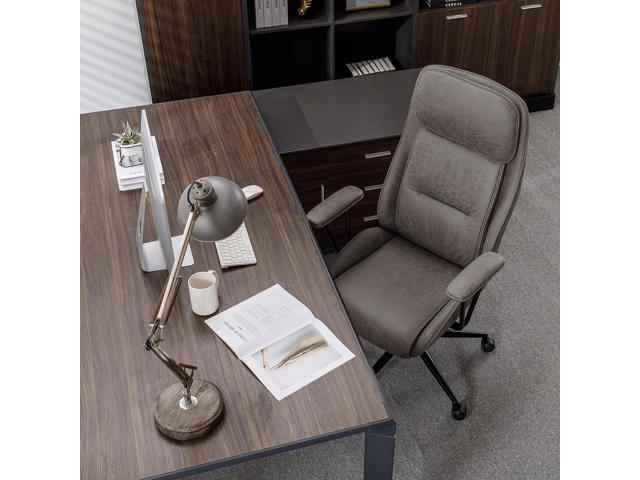 High Back Office Desk Chair,Ergonomic Reclining Office Chair,Modern Swivel Computer Chair,Conference Room Chairs,Grey Leather Chair with Lumbar...