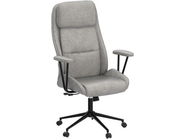 High Back Office Desk Chair,Ergonomic Reclining Office Chair,Modern Swivel Computer Chair,Conference Room Chairs,Grey Leather Chair with Lumbar...