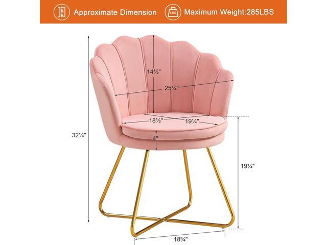 Furniliving Pink Vanity Chairs, Velvet Makeup Chair for Bedroom, Home Office Desk Chair with Gold Plating Legs, Cute Accent Chair for Makeup Room,...