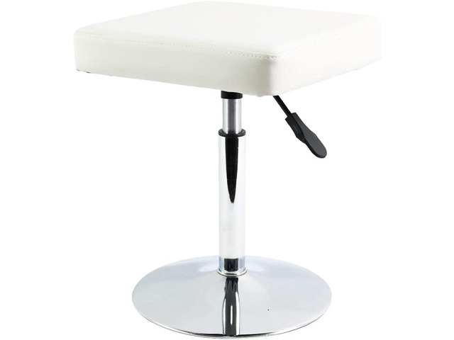 FURWOO White Square Salon Stool - Height Adjustable Step Stool for Vanity,Manicure,Shop,Barber Home Office,Small