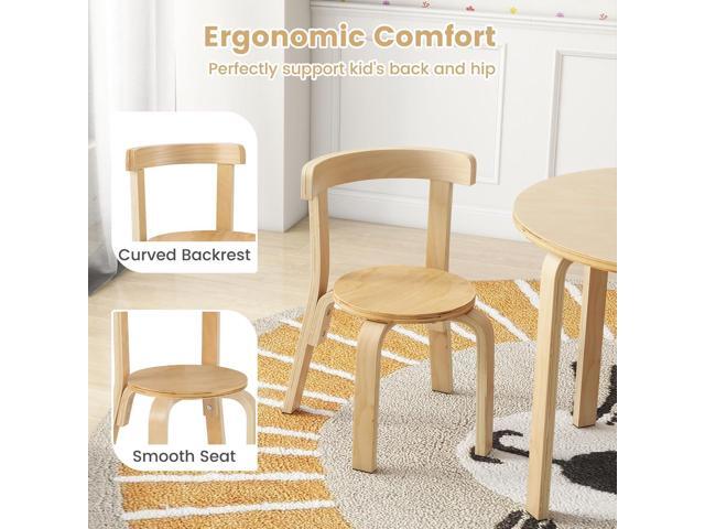 HONEY JOY Kids Table and Chair Set, Bentwood Toddler Round Table and 4 Chairs for Craft Art, Building Block, 5-Piece Children Furniture Set for...