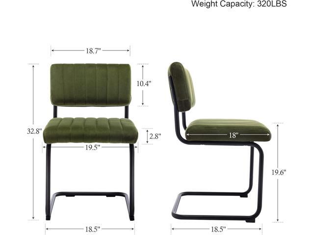 ONEVOG Mid Century Modern Dining Chairs Set of 2, Green Velvet Kitchen Chairs with Tufted Backs, Upholstered Wide Seat, Armless Cantilevered Chairs...