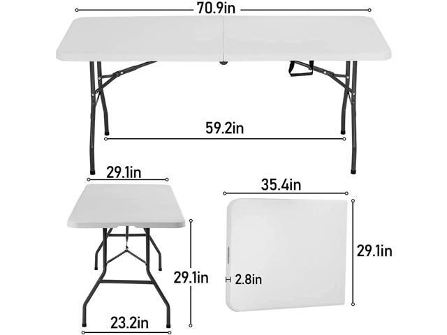 FDW Folding Half Portable Foldable Table for Parties Backyard Events (White, 6 FT 70 * 29) (White, 6 FT)
