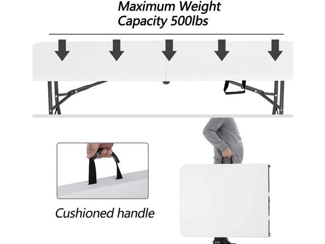 FDW Folding Half Portable Foldable Table for Parties Backyard Events (White, 6 FT 70 * 29) (White, 6 FT)