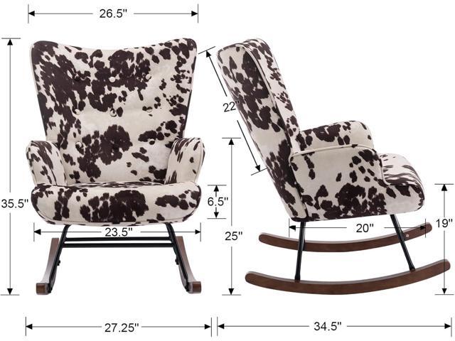 EALSON Nursery Rocking Chair Fabric Upholstered Rocker Chair Tufted Wingback Accent Chair with Wooden Base Modern Comfy Lounge Armchair for Bedroom...