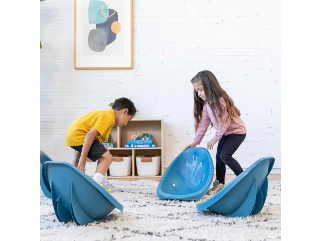 ECR4Kids Leaf Floor Seat, Rocker Chair, Peacock Blue, 6-Piece