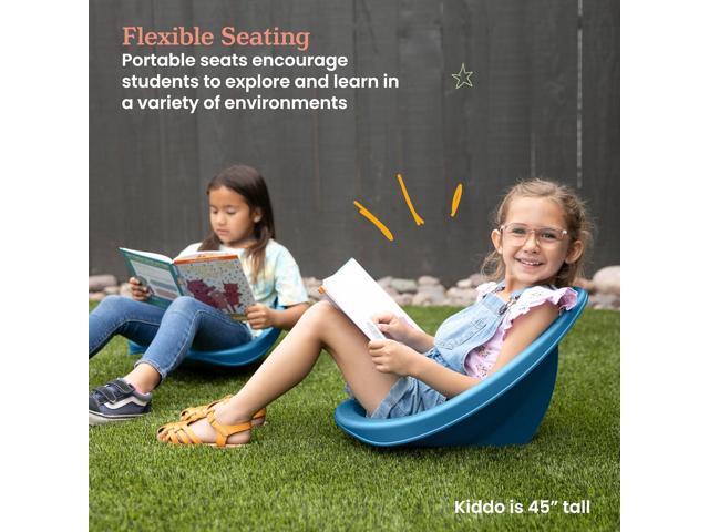 ECR4Kids Leaf Floor Seat, Rocker Chair, Peacock Blue, 6-Piece